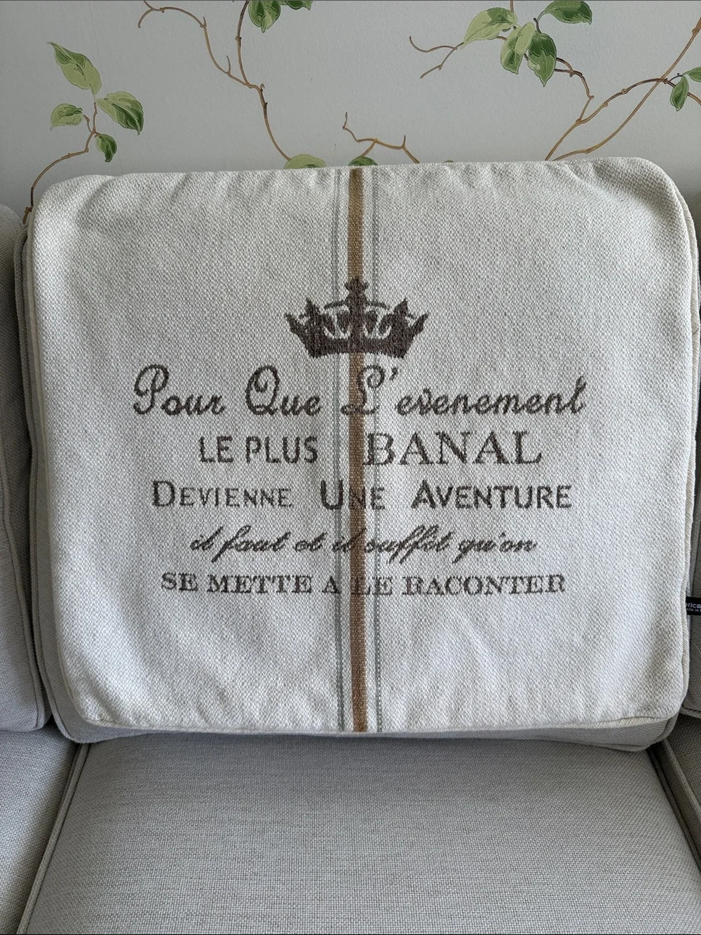 American Mills French Script Throw Pillow Cover - Made in USA